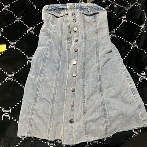 Denim Button-Front Skirt